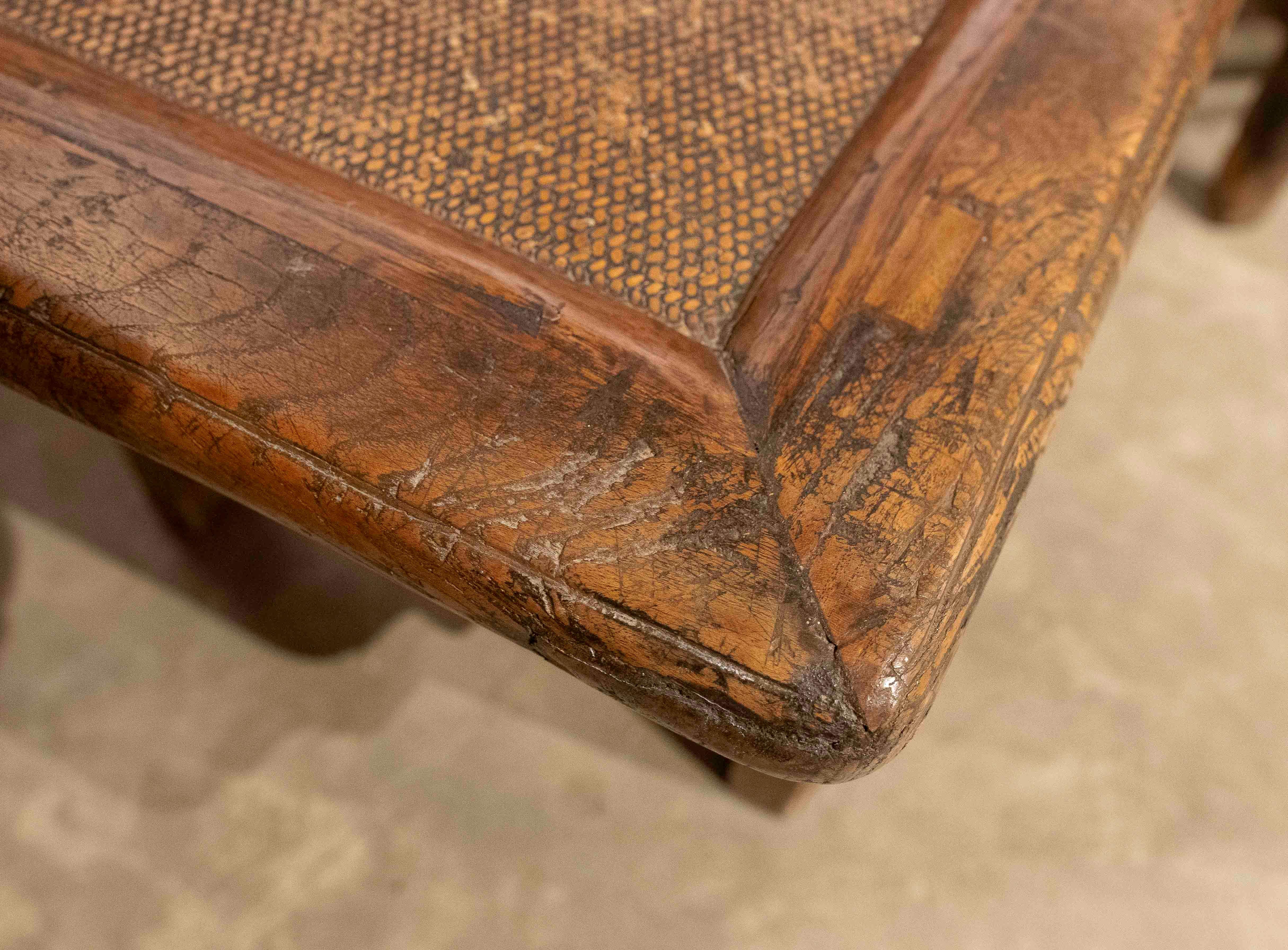 Pair of Wooden Side Tables with Raffia Tops 2