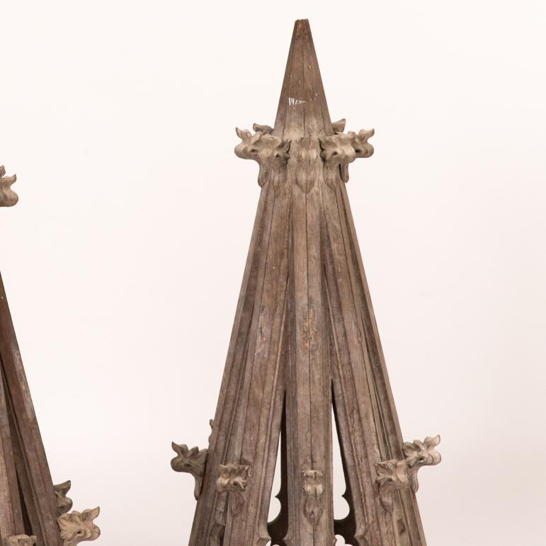 Pair of wooden spire models from late 19th century England. 