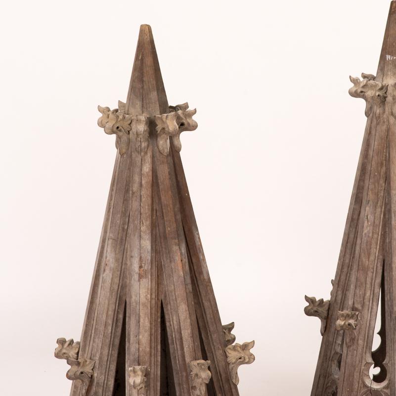 English Pair of Wooden Spire Models from Late 19th Century England