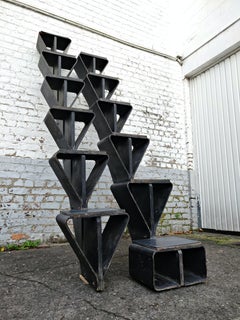 Pair of Wooden Stairs Designed by Jules Wabbes, Belgium