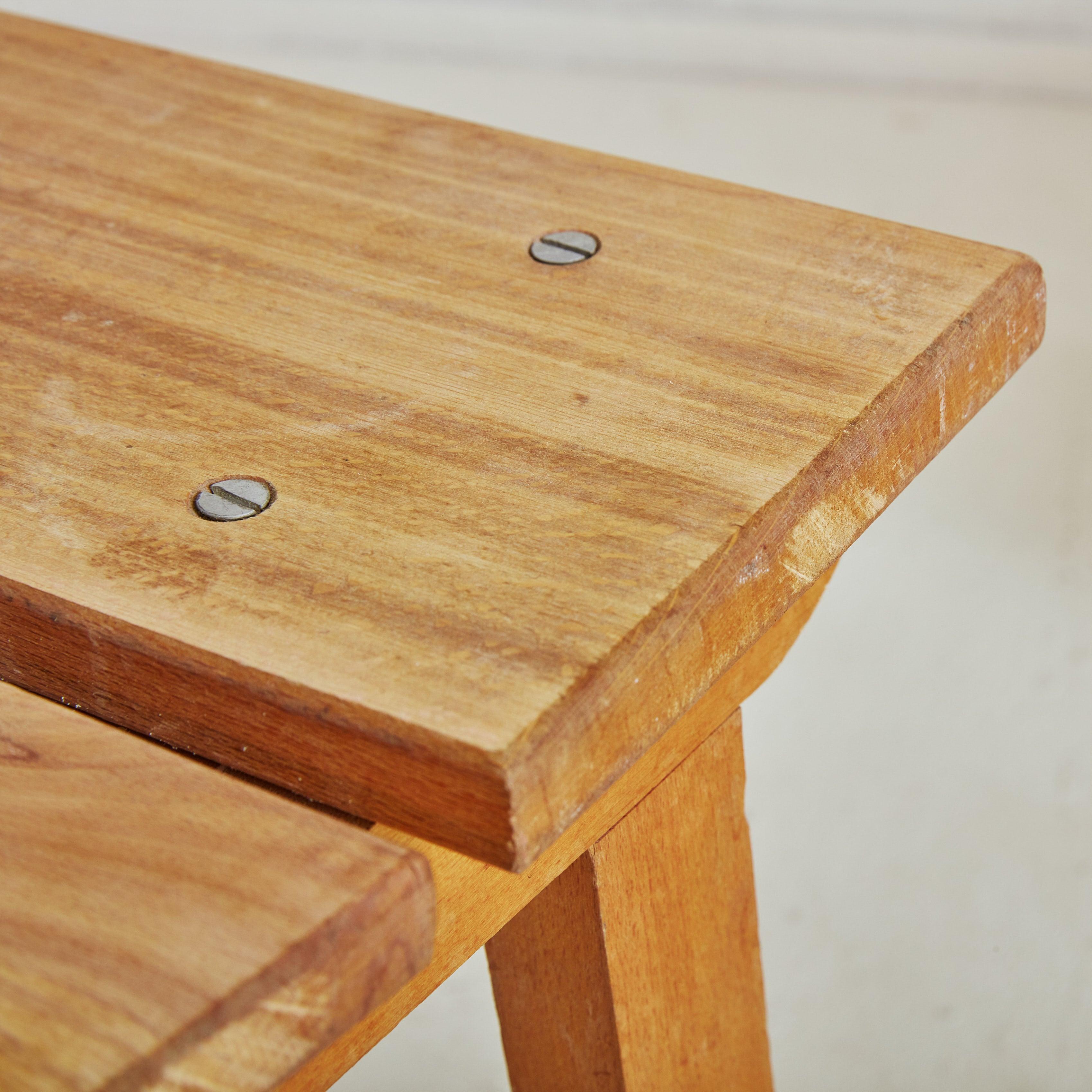 Paar Holzhocker von Clairitex Paris, Frankreich, 1970er Jahre im Angebot 5
