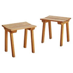 Pareja de taburetes de madera de Clairitex París, Francia Años 70