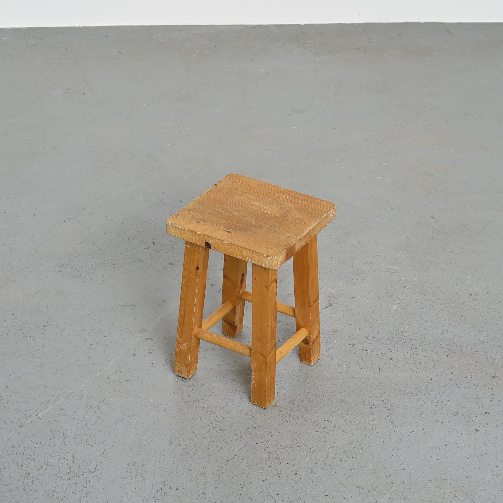 Pine Pair of Wooden Stools from La Pierra Menta, Les Arcs 1979 For Sale