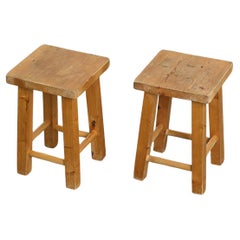 Pair of Wooden Stools from La Pierra Menta, Les Arcs 1979