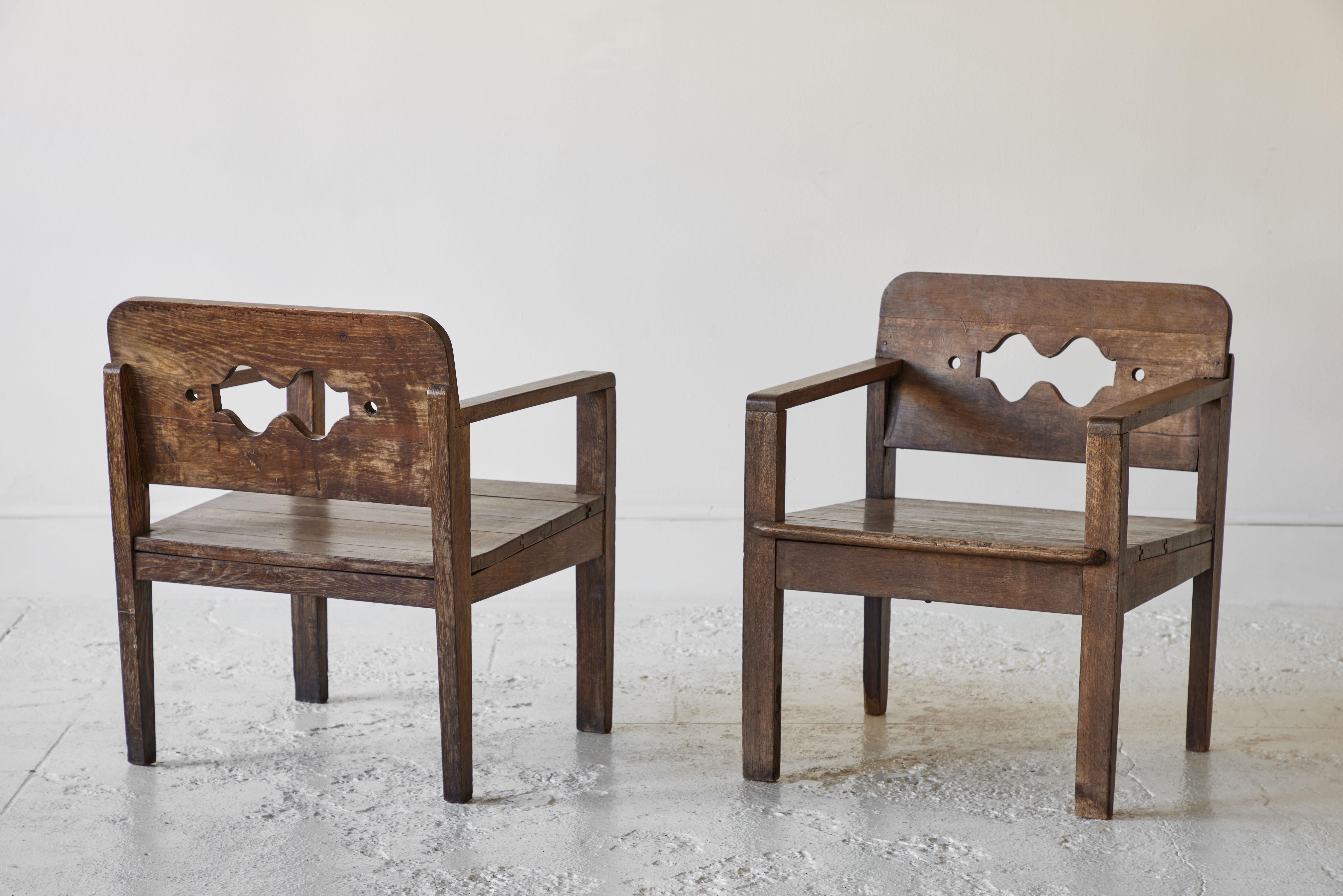 20th Century Pair of Wooden Swiss Armchairs