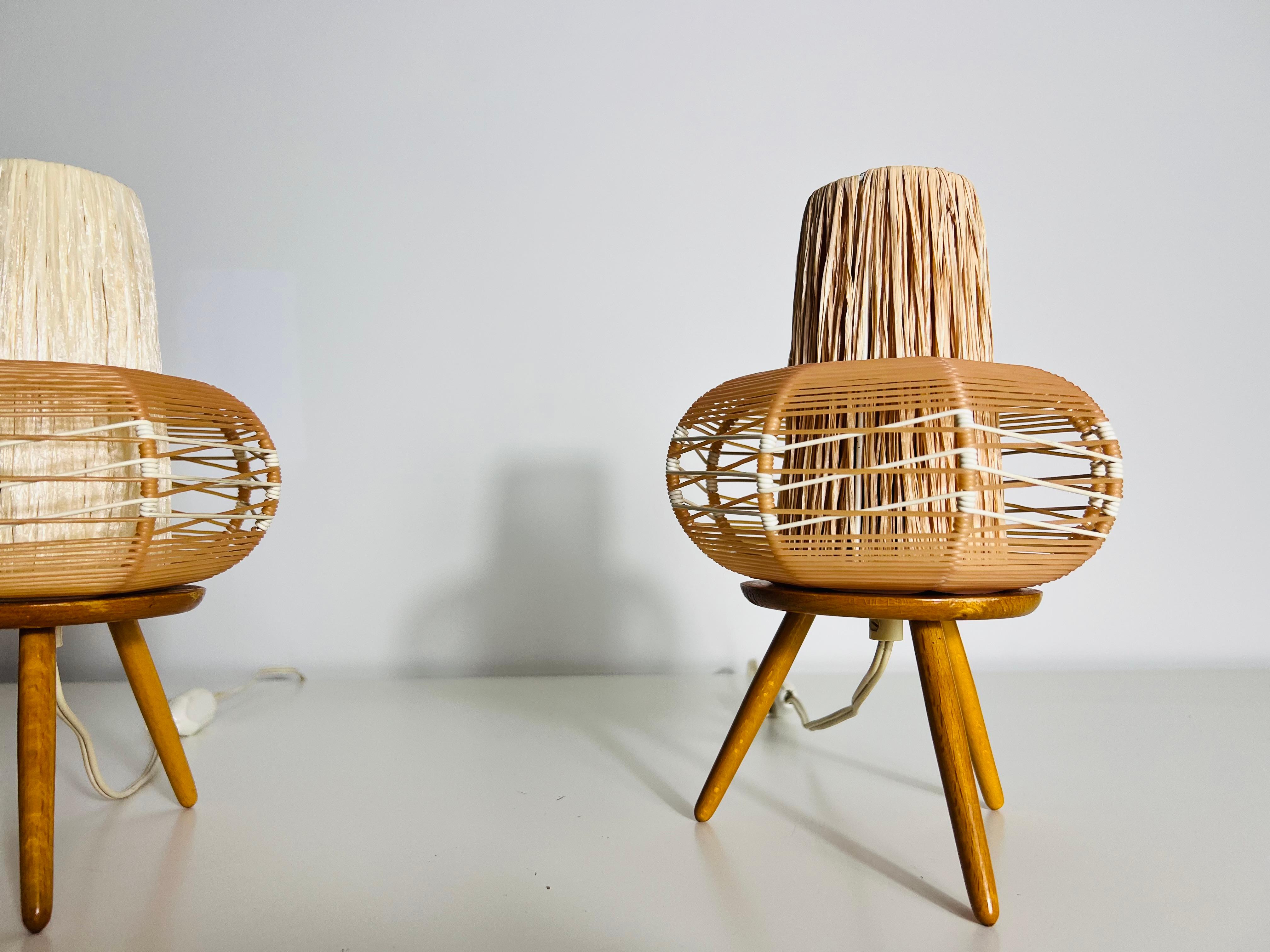 Pair of Wooden Table Lamps, circa 1970 For Sale 3