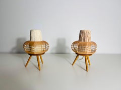 Pair of Wooden Table Lamps, circa 1970