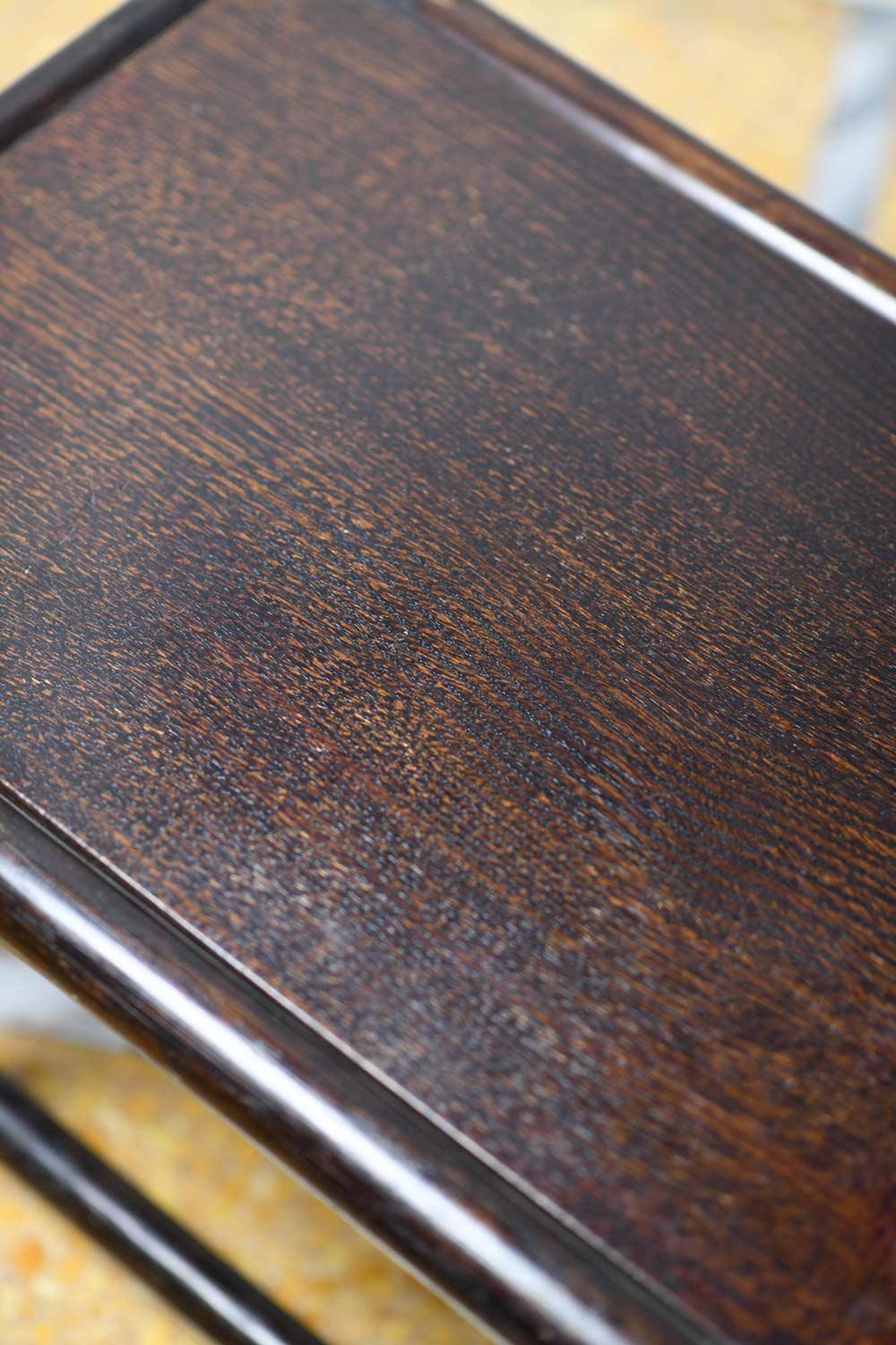 Pair of Wooden Tables with Leather Bindings by Lyda Levi Mcguire San Francisco For Sale 5