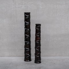 Pair of Wooden Tall French Mid-Century Decorative Vases