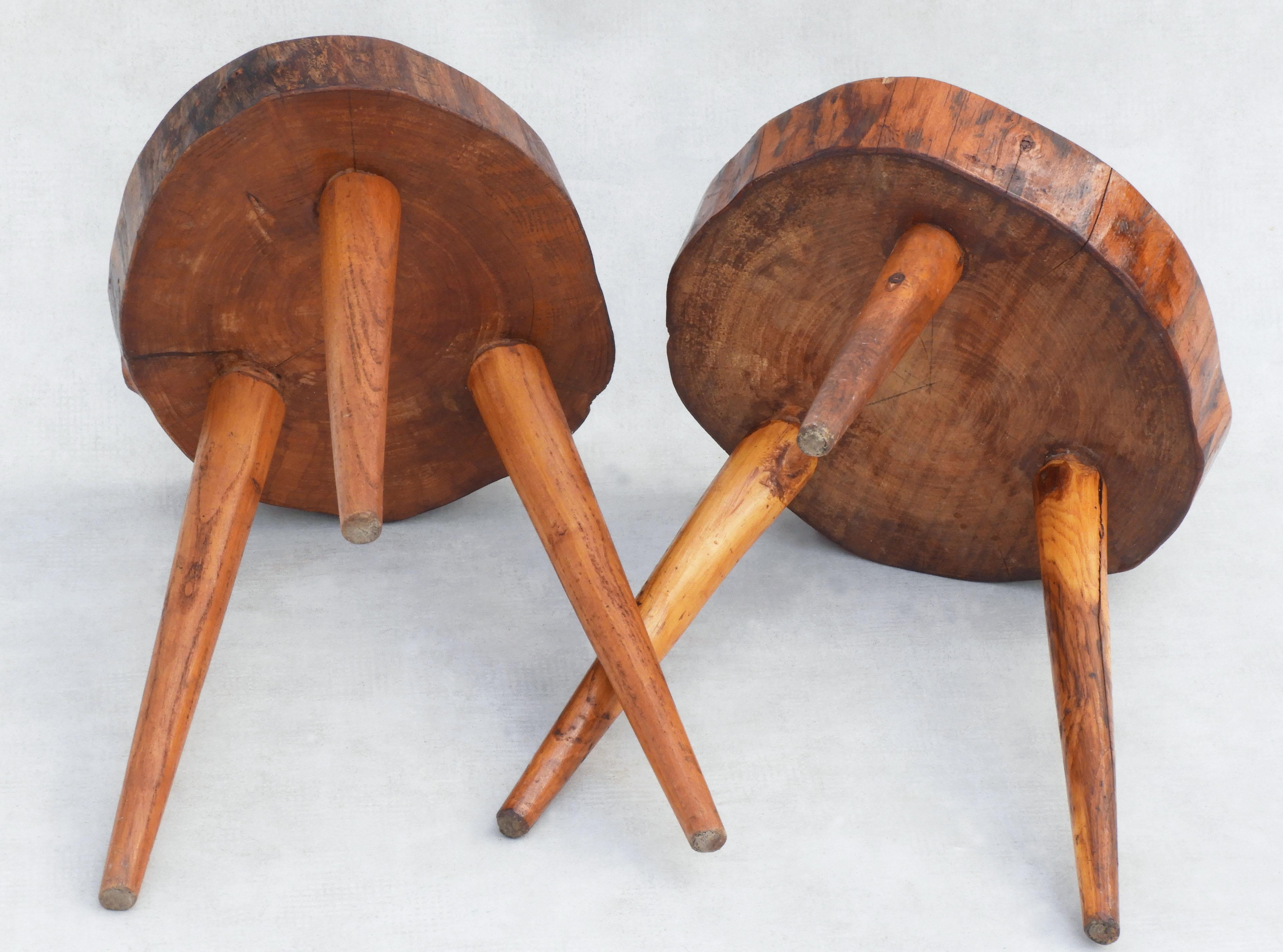 Pair of Tripod Stools, Side Tables or Nightstands C1950s France  1