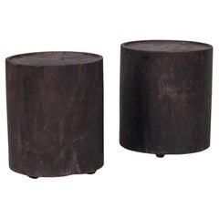 Paire de tables d'appoint primitives en bois