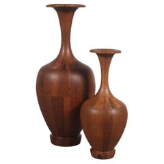 Pair of Wooden Vases by De Coene, Belgium, 1960
