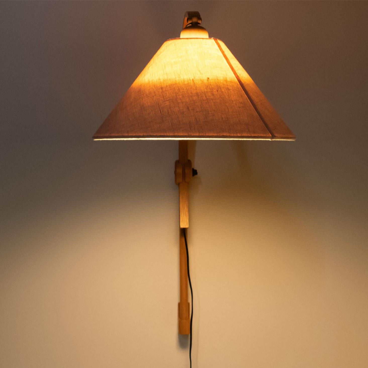 Pair Of Wooden Wall Lights with Natural Shade by Domus Germany, 1970s For Sale 6