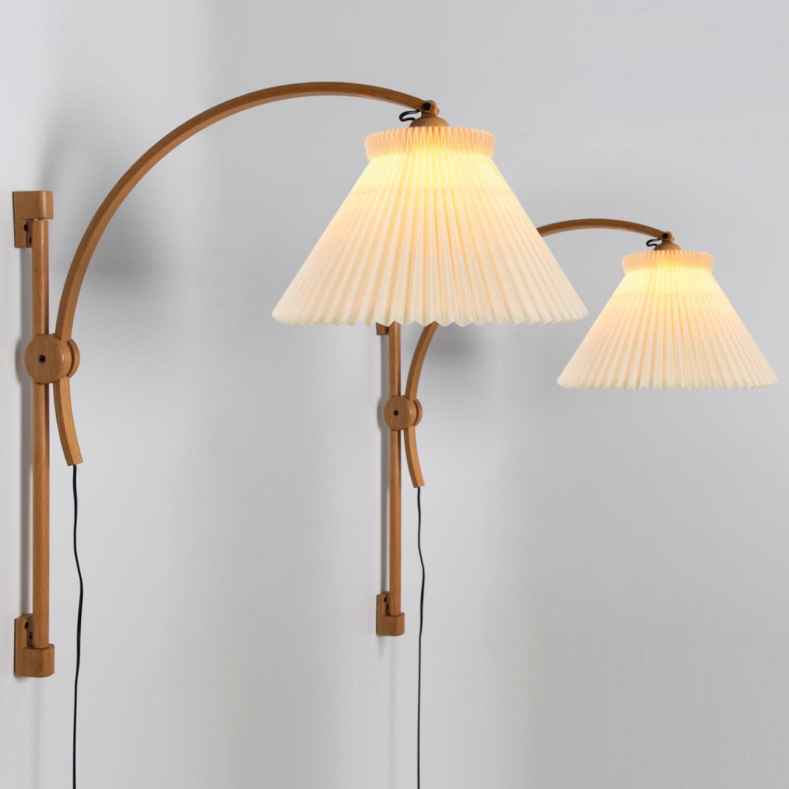 Pair of Wooden Wall Lights with New Le Klint Shade by Domus Germany, 1970s For Sale 2