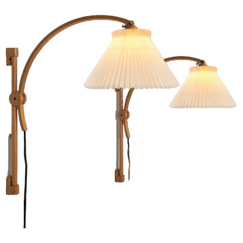 Pair of Wooden Wall Lights with New Le Klint Shade by Domus Germany, 1970s For Sale