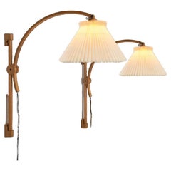 Pair of Wooden Wall Lights with New Le Klint Shade by Domus Germany, 1970s