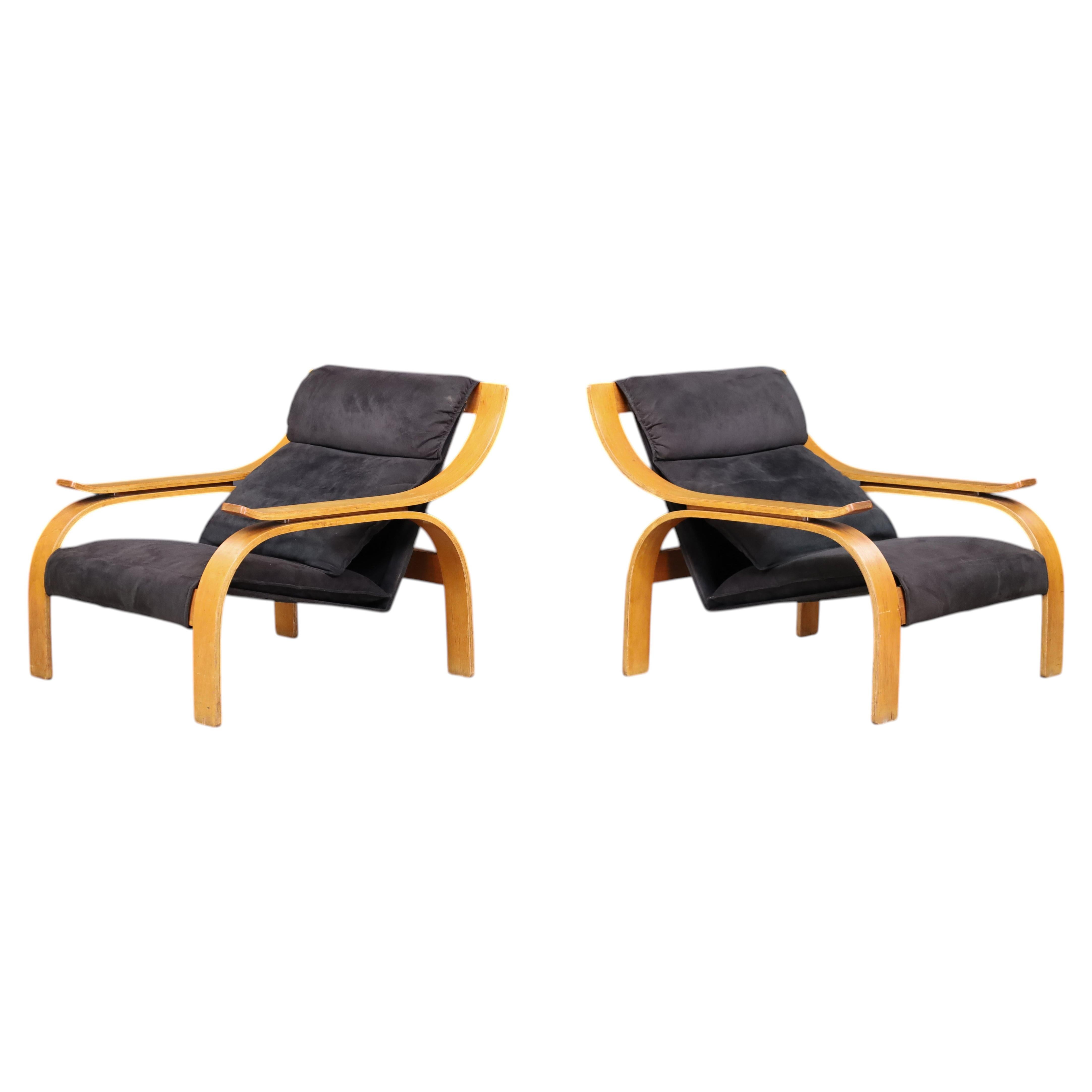 Par de sillones Woodline de Marco Zanuso para Arflex, Italia, década de 1960 en venta