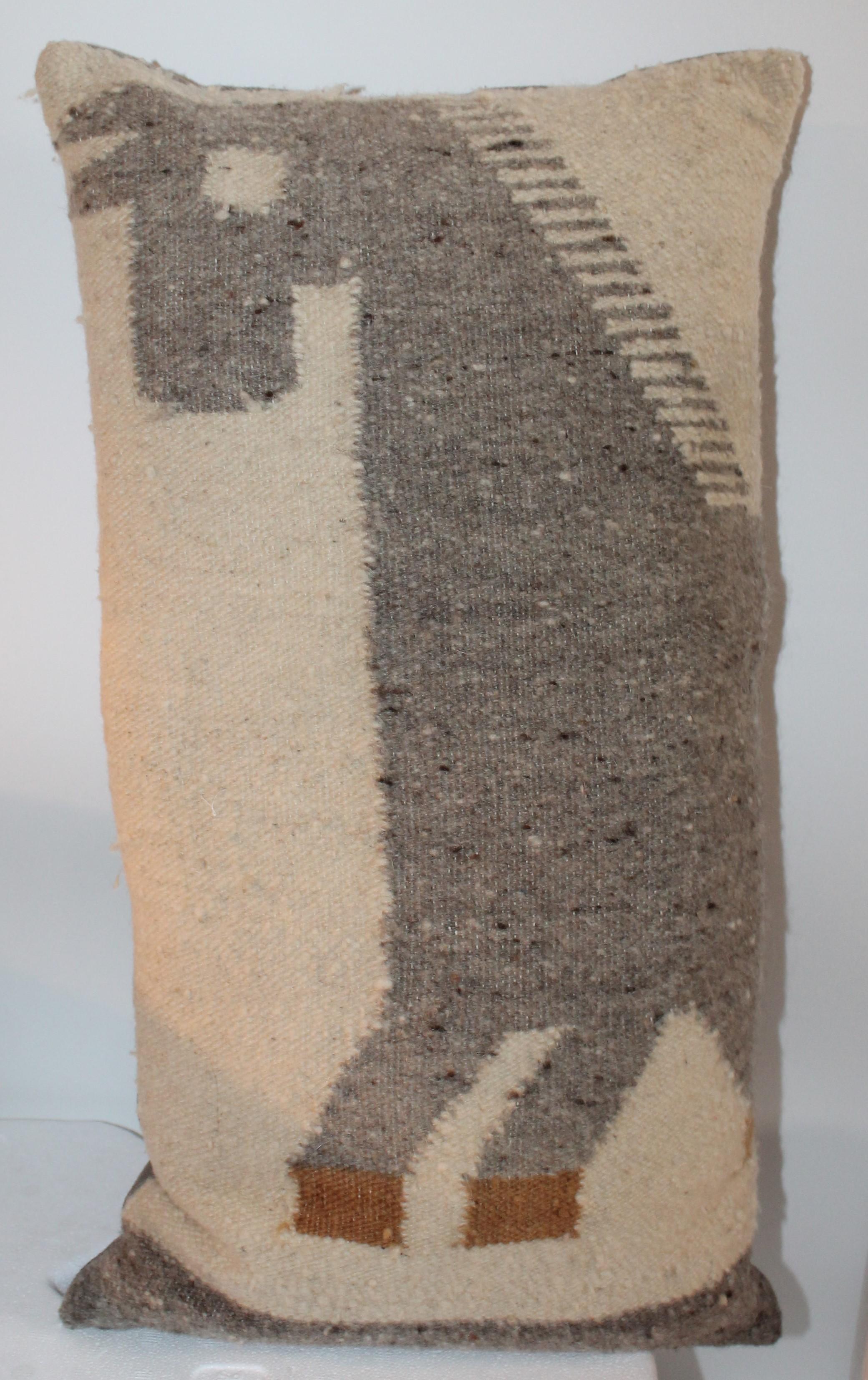 American Pair of Wool Horse Pillows