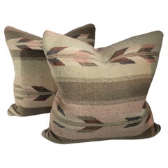 Vintage Pair Of Wool Navajo Arrow Pillows 