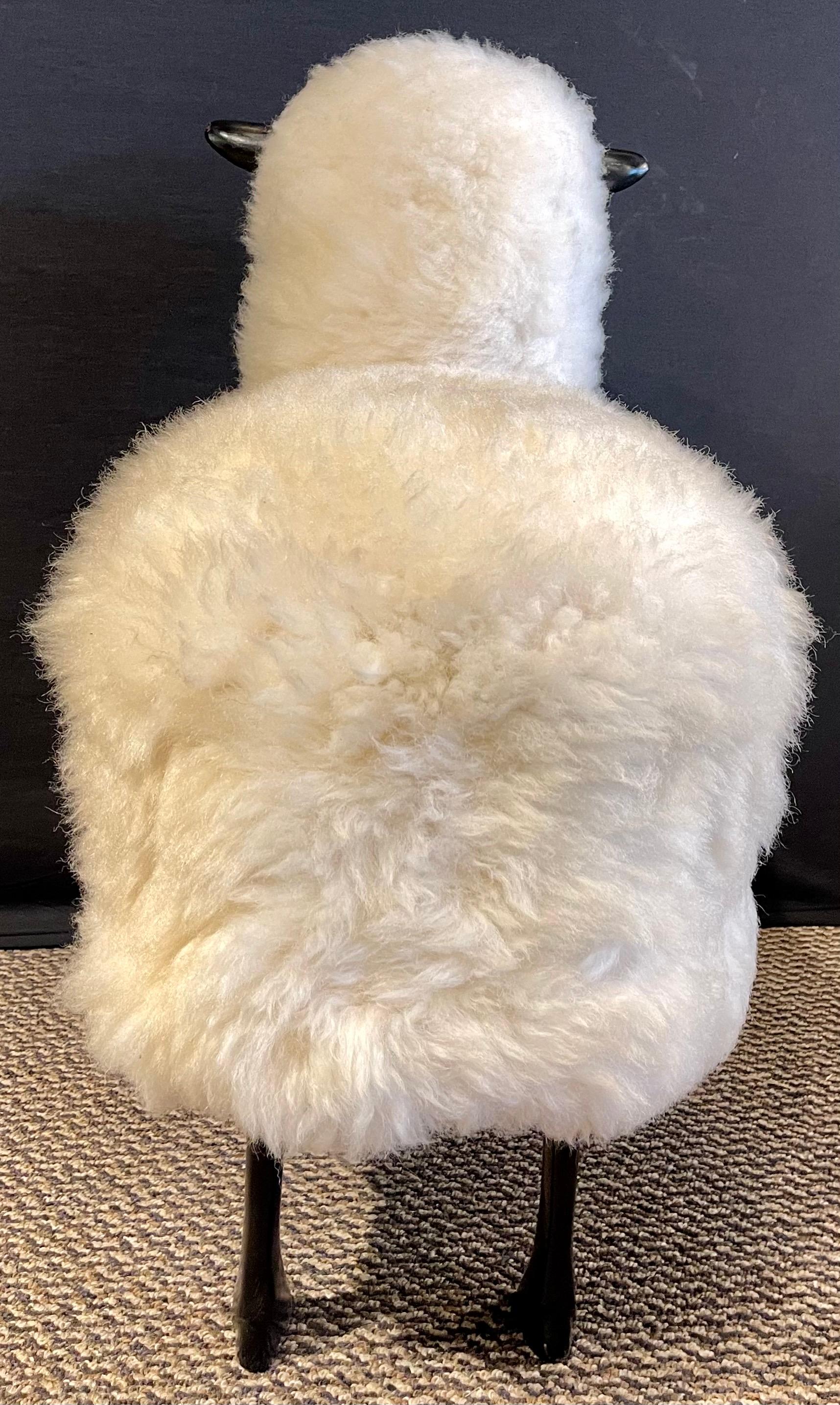 Pair of Mid-Century Modern Francois Lalanne Style Sheep Sculpture, Wool / Resin 3