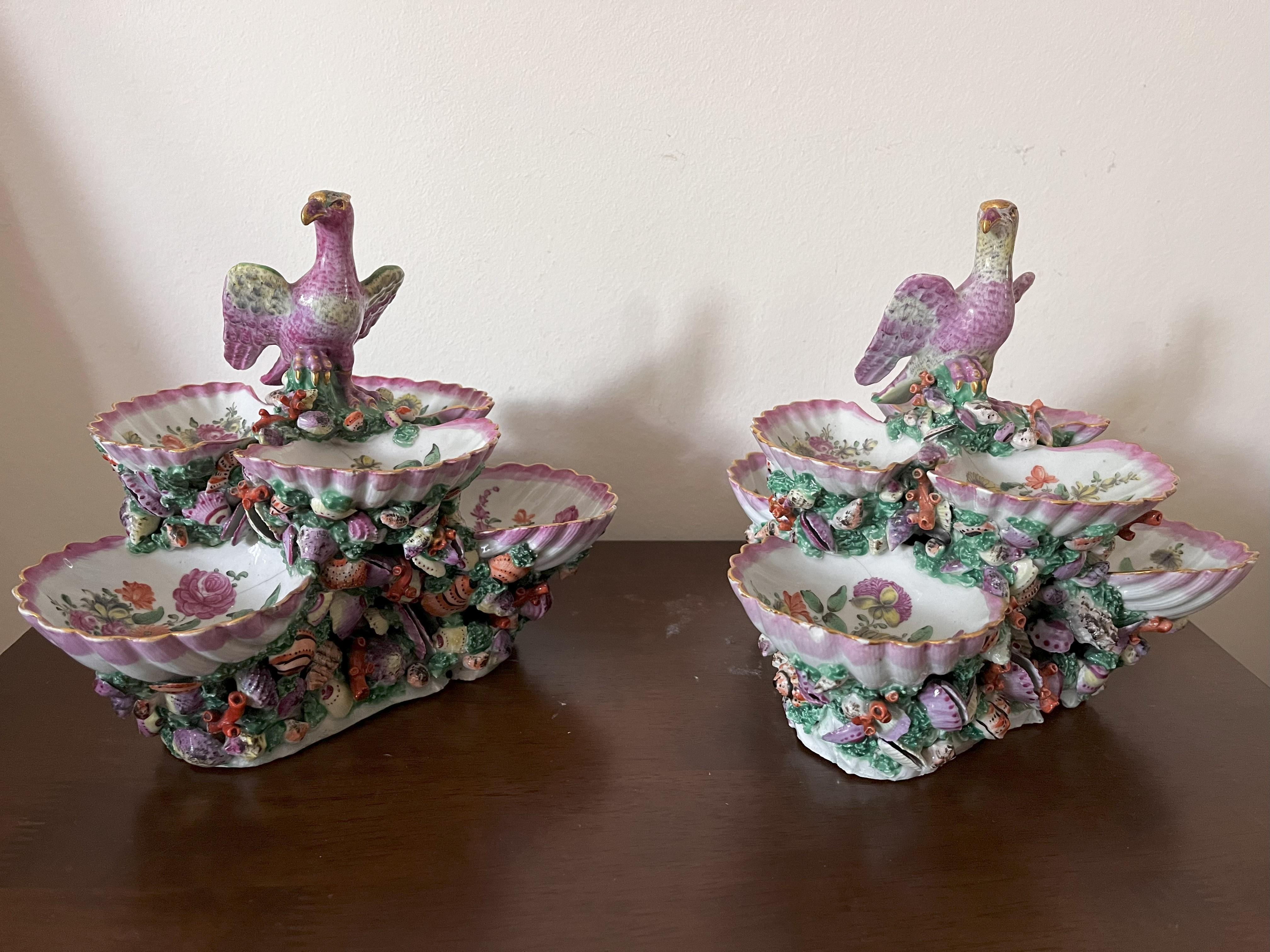 Pair of Worcester Porcelain Shell Centrepieces For Sale 3