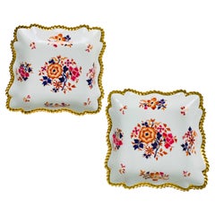 Pair of Worcester Porcelain Square Dishes Flight Barr & Barr England, circa 1820