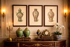 Pair of Worcester Porcelain Vase Designs, Apple-Green & Pink Scale Grounds, 1910