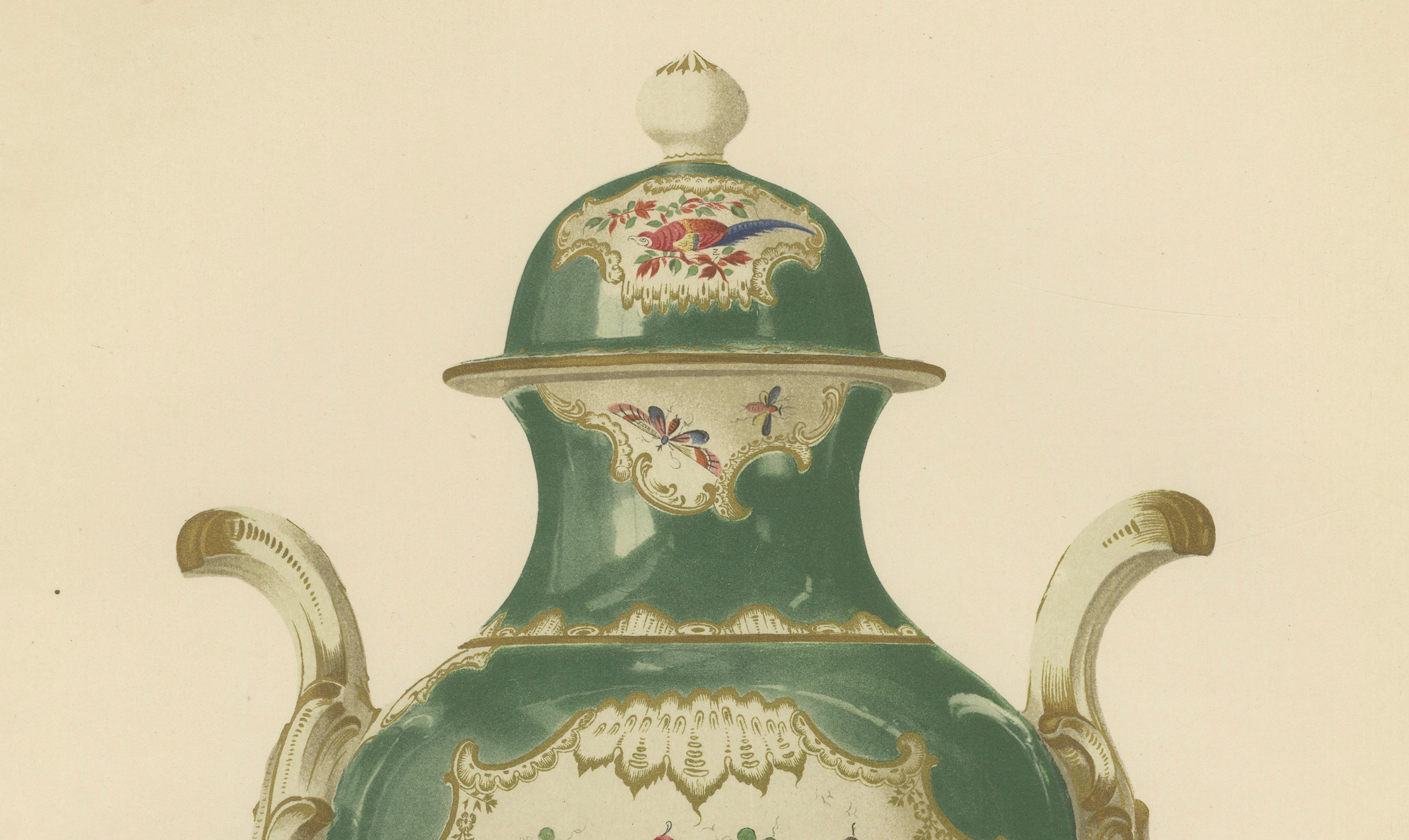 Pair of Worcester Porcelain Vase Designs, Apple-Green & Pink Scale Grounds, 1910