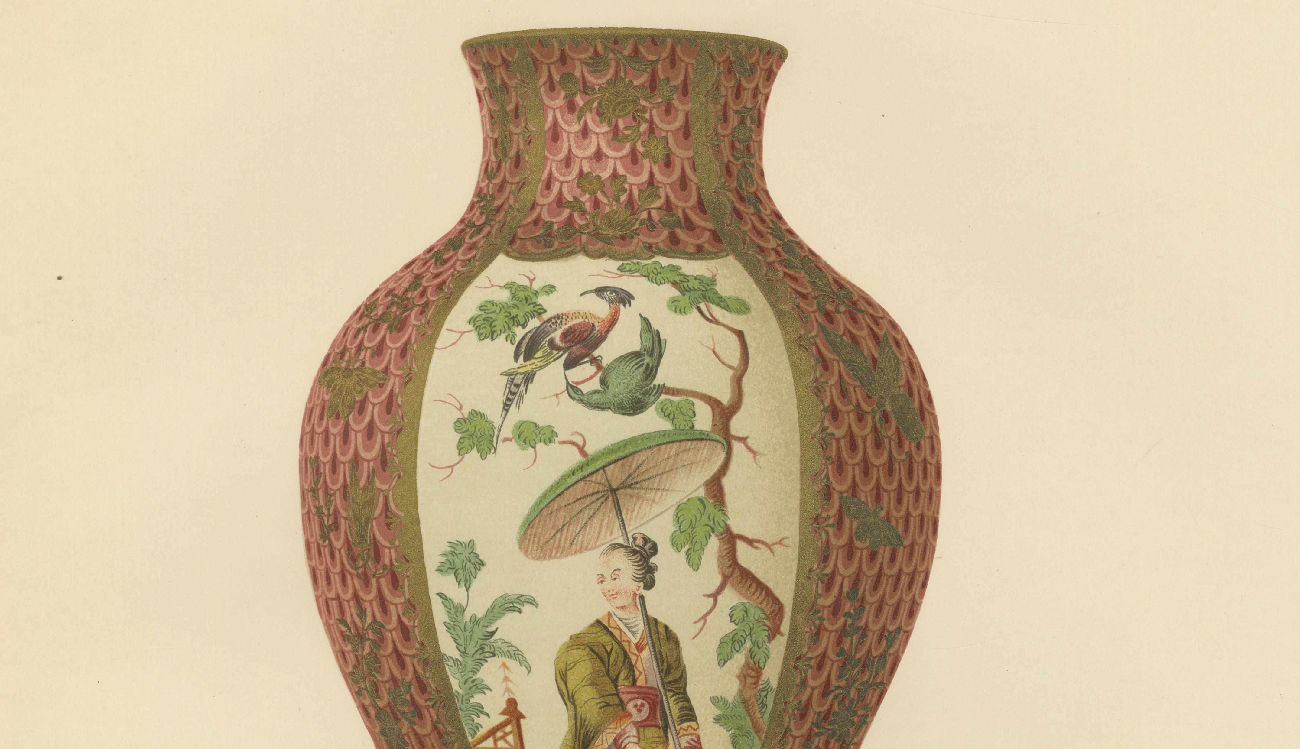 Pair of Worcester Porcelain Vase Designs, Apple-Green & Pink Scale Grounds, 1910