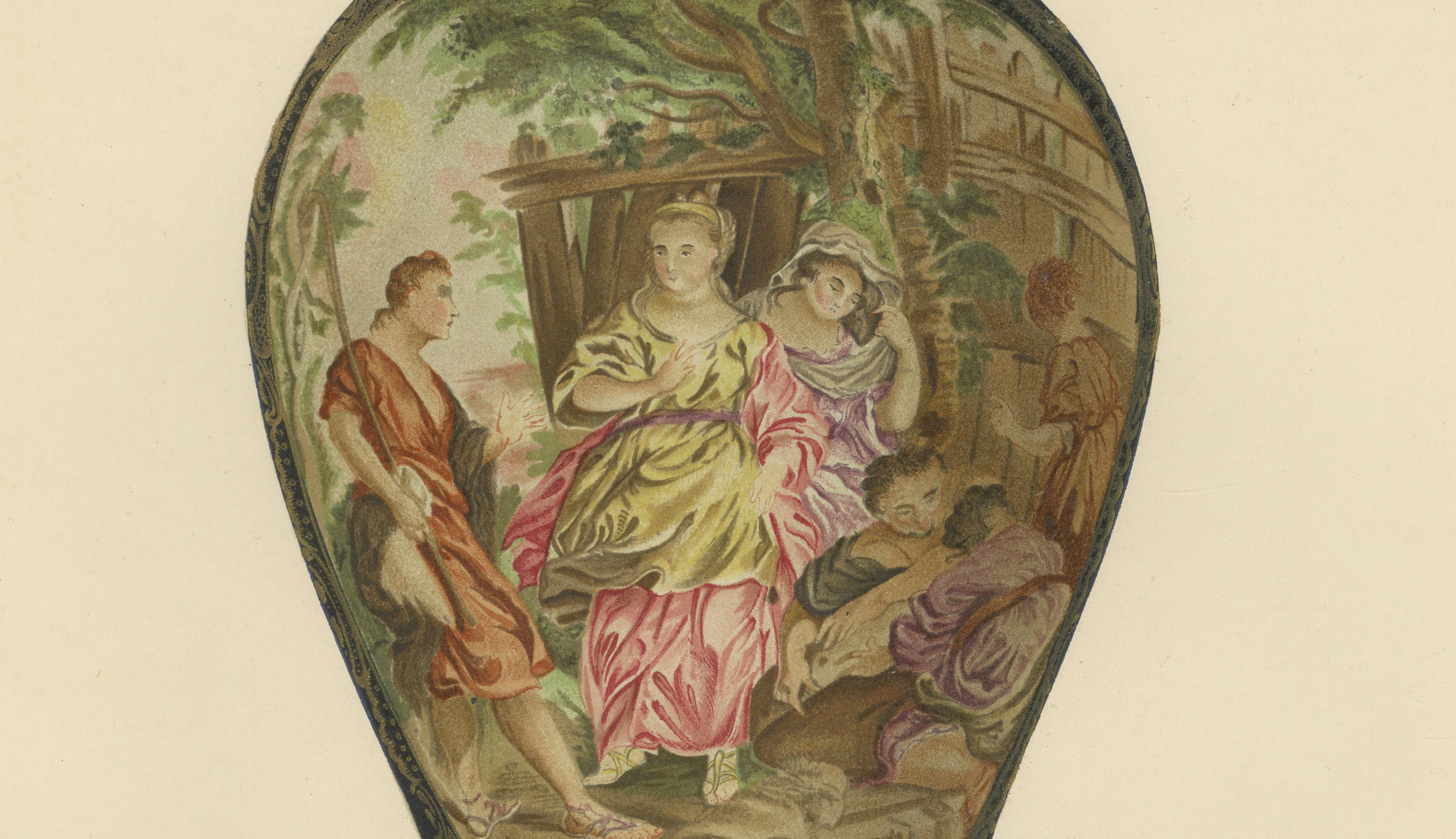 Pair of Worcester Porcelain Vase Designs by Donaldson, Gilt Blue Grounds, 1910
