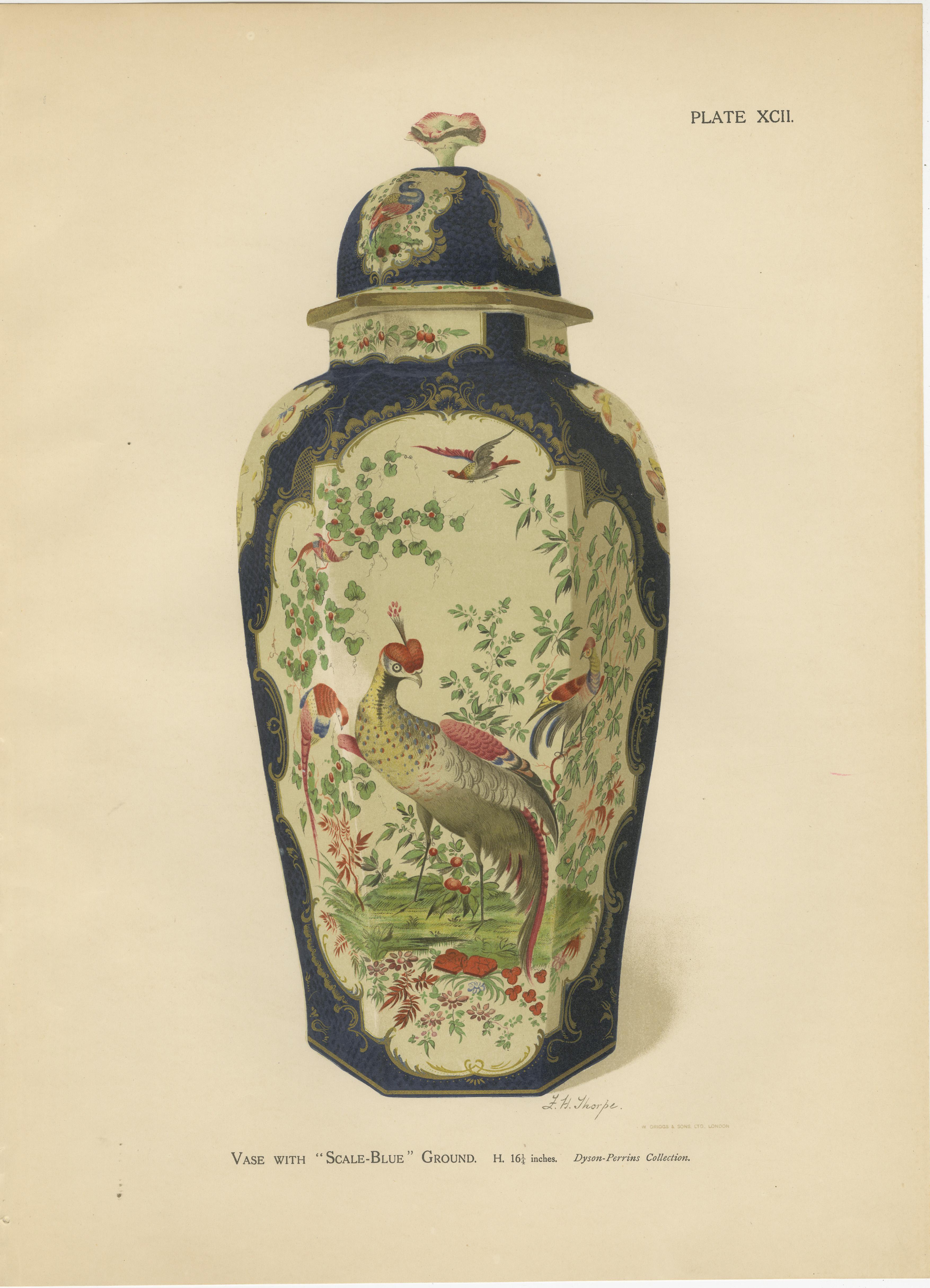 Pair of Worcester Porcelain Vase Designs, Pheasant & Panels, Gold Decorated 1910