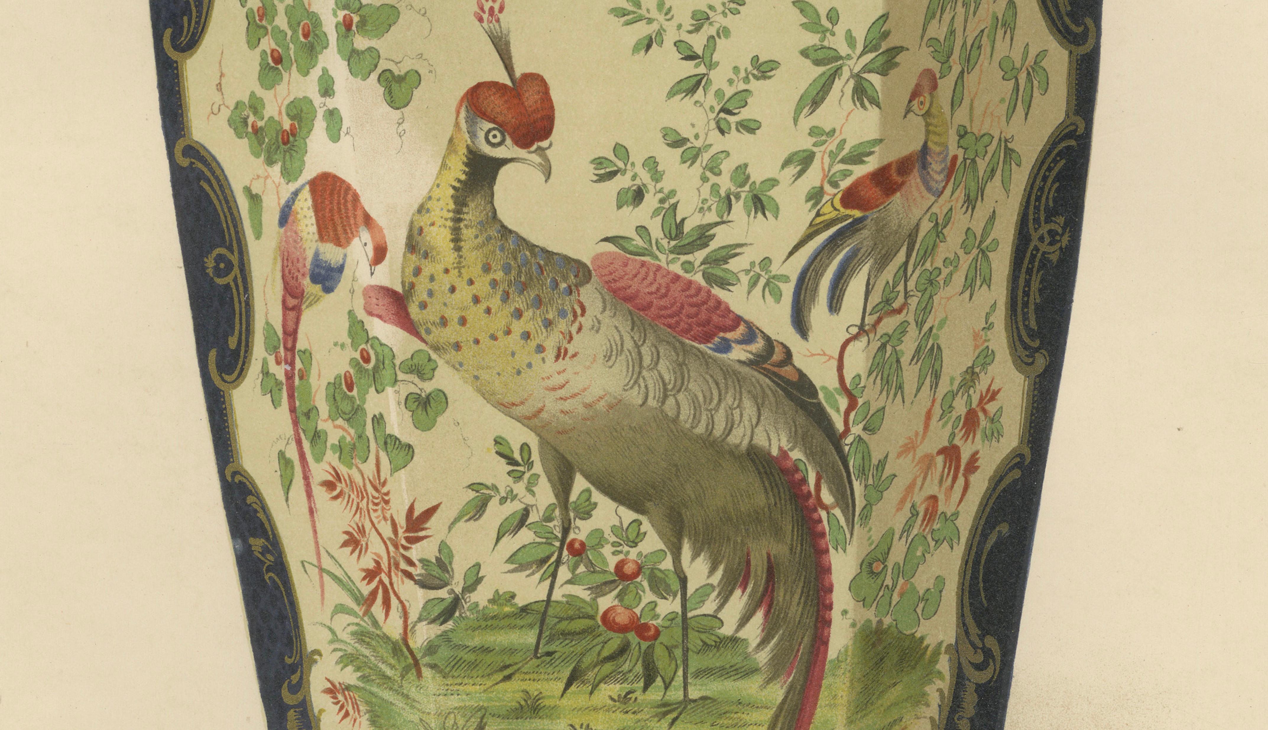 Pair of Worcester Porcelain Vase Designs, Pheasant & Panels, Gold Decorated 1910