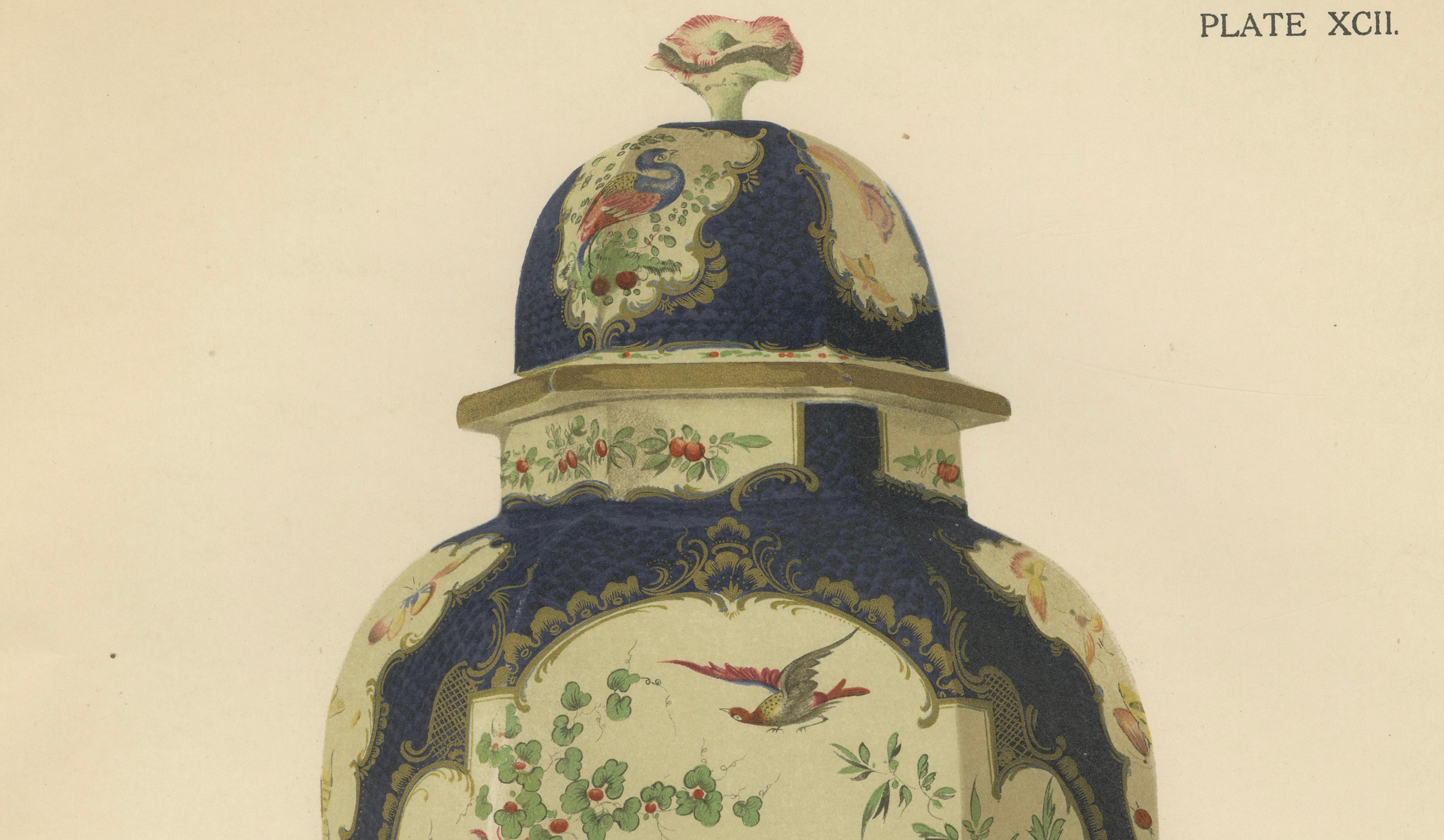 Pair of Worcester Porcelain Vase Designs, Pheasant & Panels, Gold Decorated 1910