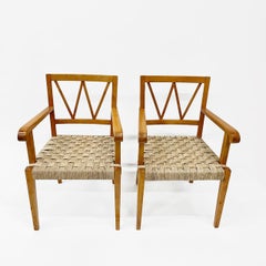 Pair of Woven Armchairs Attributed to Paolo Buffa, Italy 1950s