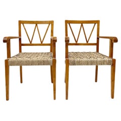 Pair of Woven Armchairs Attributed to Paolo Buffa, Italy 1950s