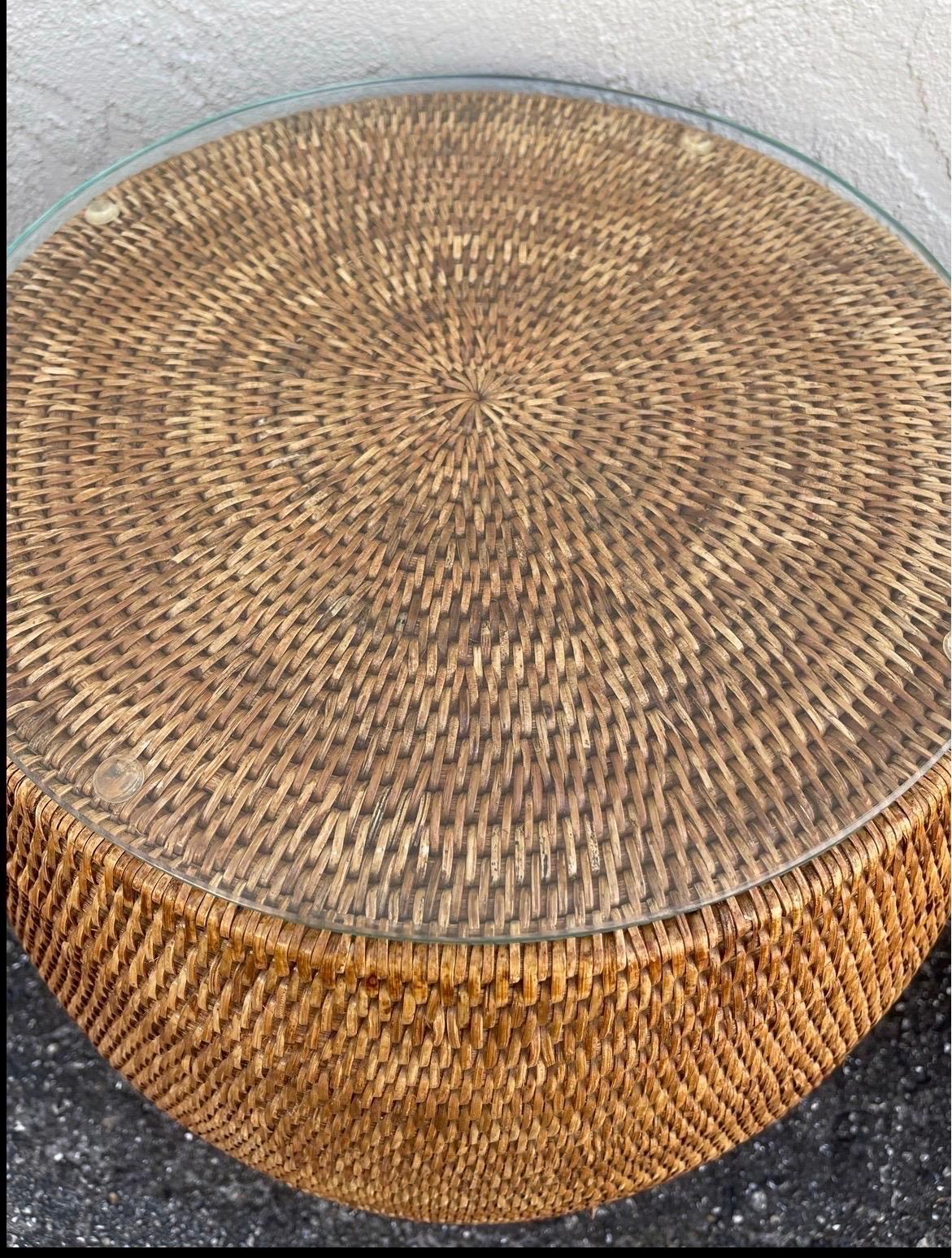 Pair of Woven Bamboo Garden Stool Tables 5