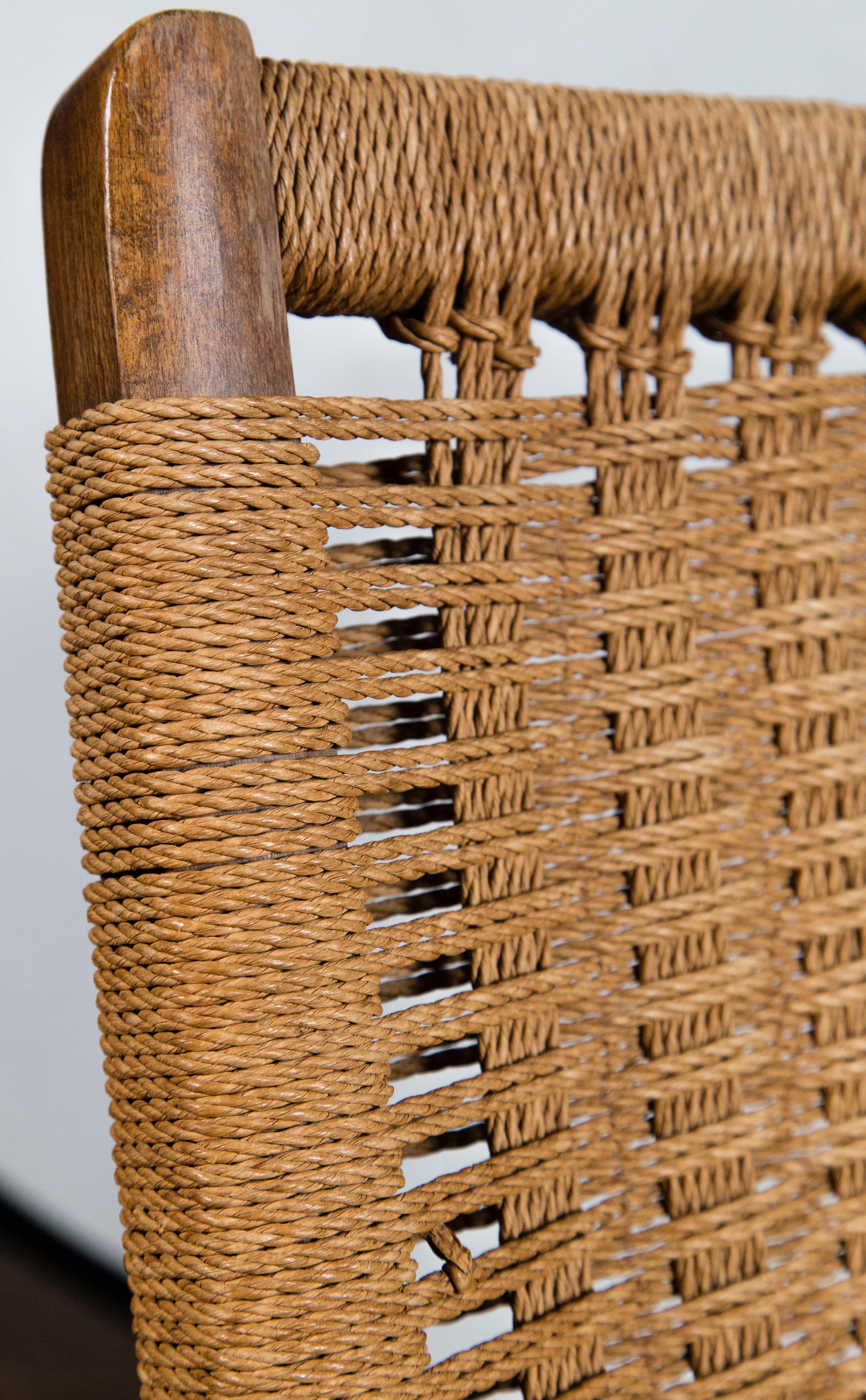 Pair of Woven Folding Chairs in the Style of Hans Wegner 2