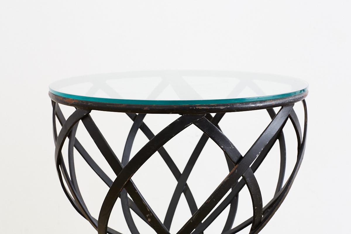 Pair of Woven Iron Basket Design Drinks Tables 2