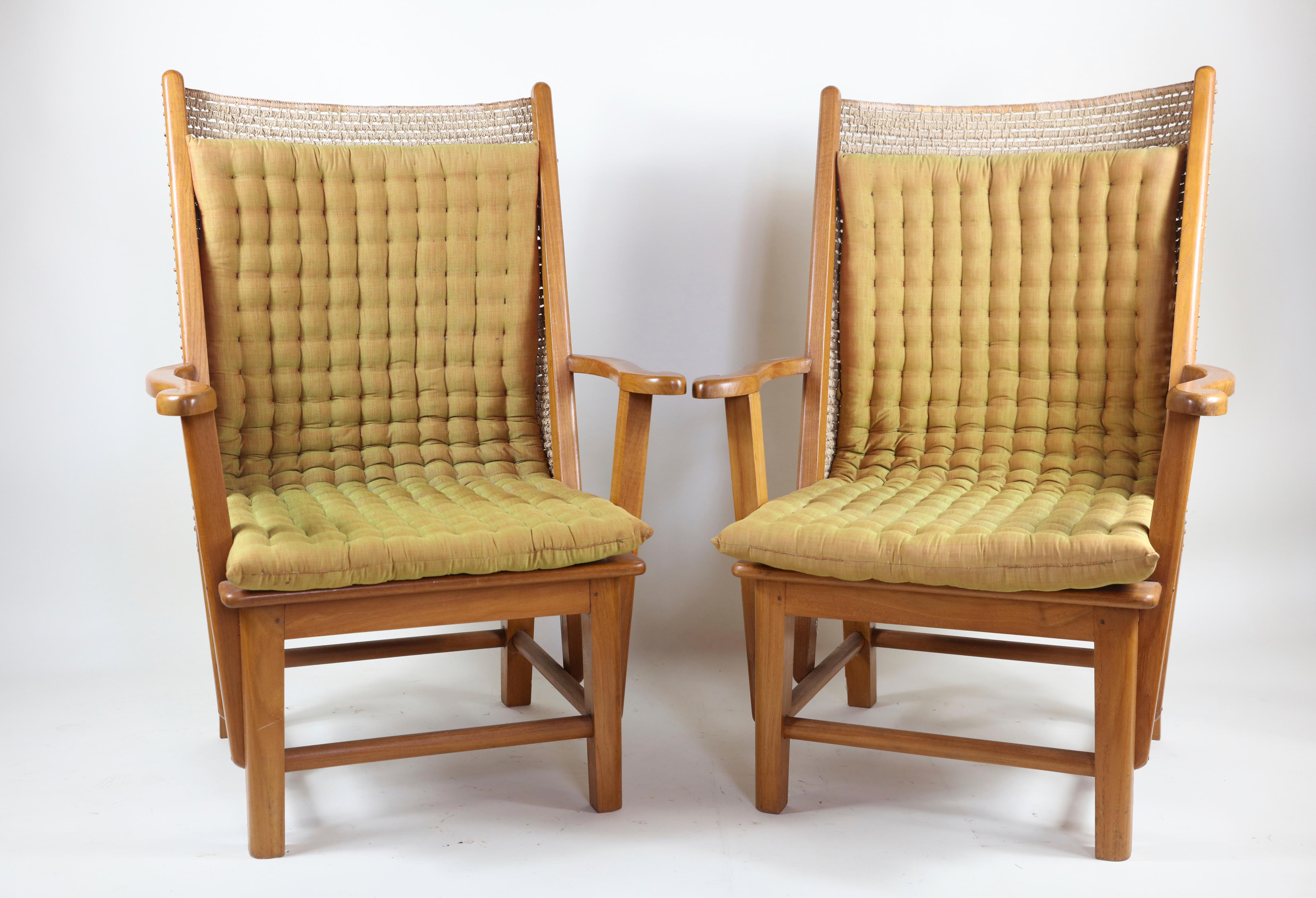 Pair of Woven Jute High Back Chairs with Cushions
Please inquire about time period