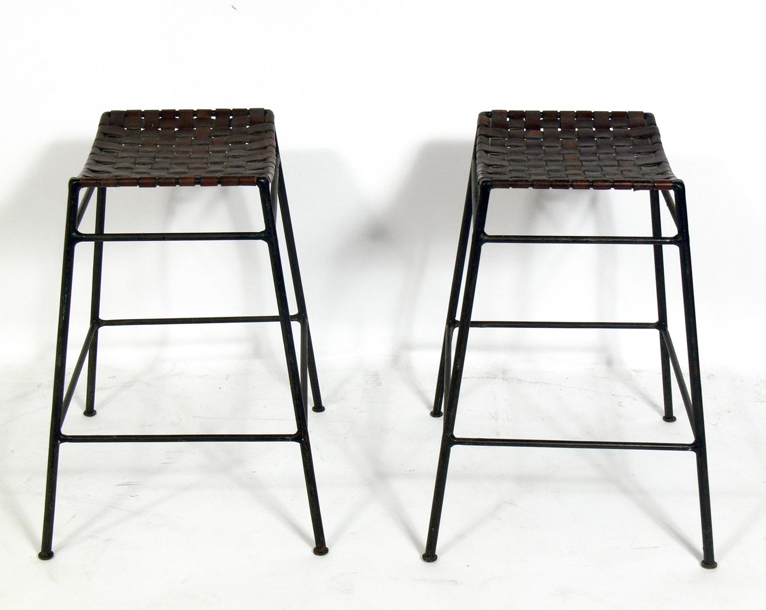 woven leather stools