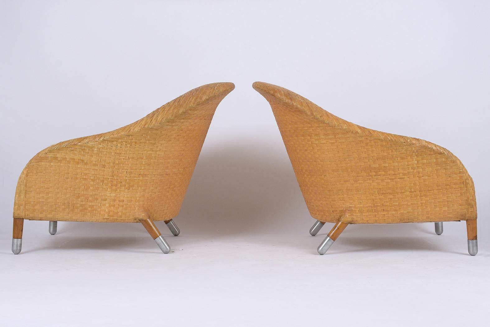 Pair of Woven Leather Chairs 4