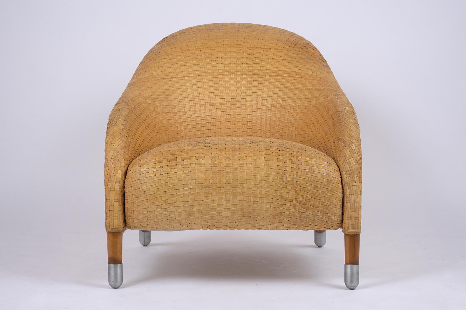 Hand-Crafted Pair of Woven Leather Chairs