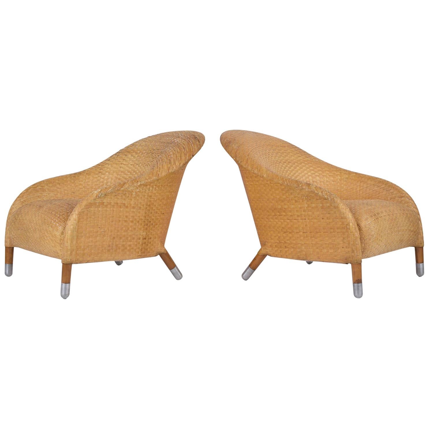 Pair of Woven Leather Chairs