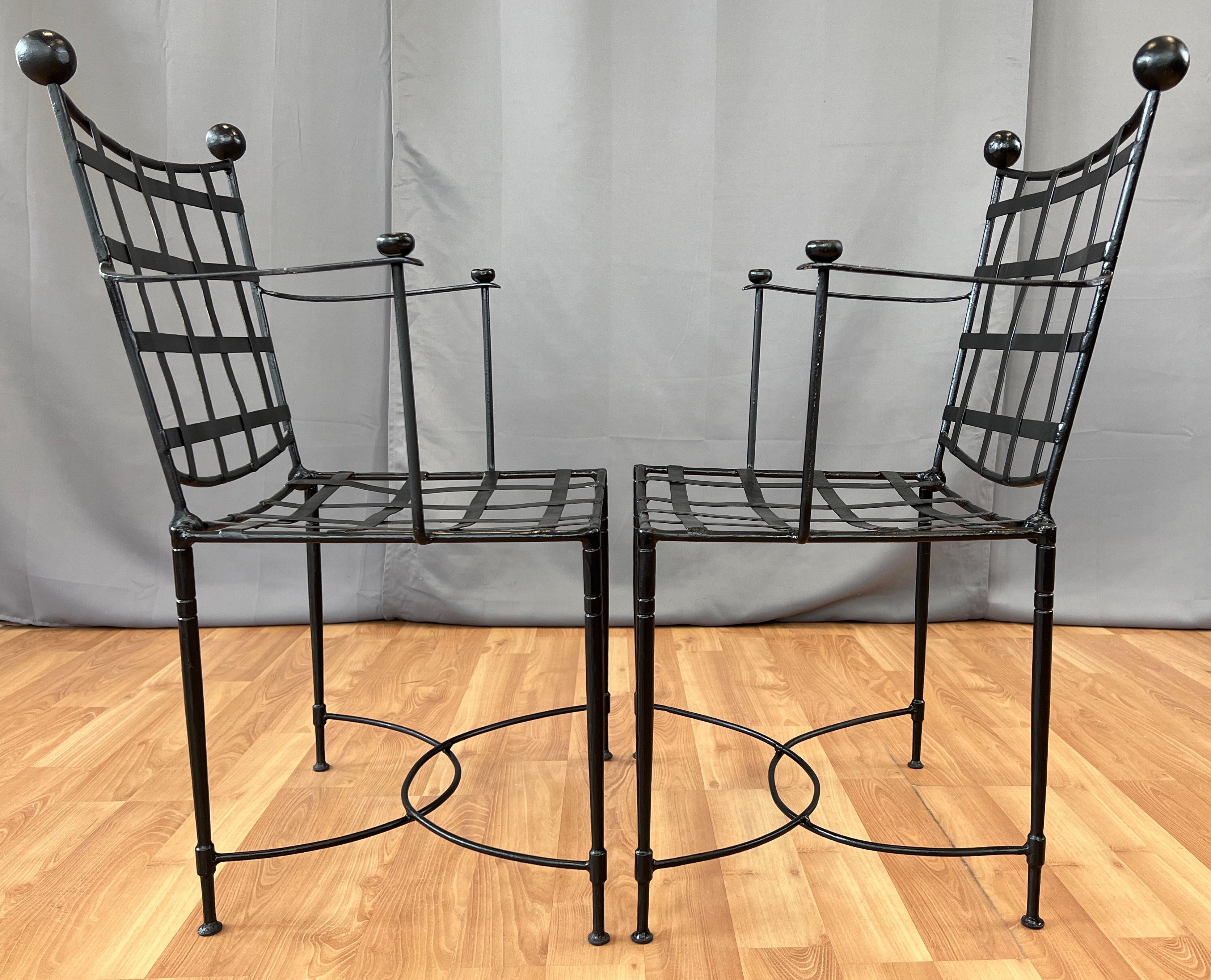 Iron Pair of Woven Patio Chairs Designed by Mario Papperzini for John Salterini 