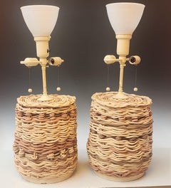 Pareja de lámparas de cerámica tejida atribuidas a Samuel Marx