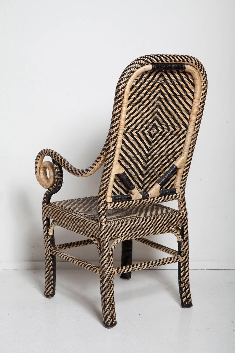 Pair of Woven Rattan Armchairs at 1stdibs