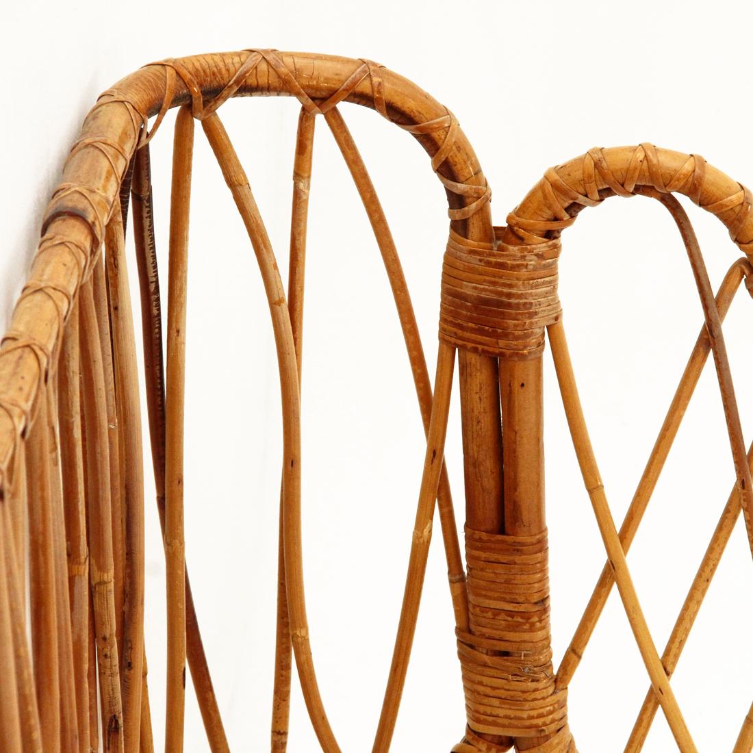Bamboo Pair of woven rattan single beds, 1950s