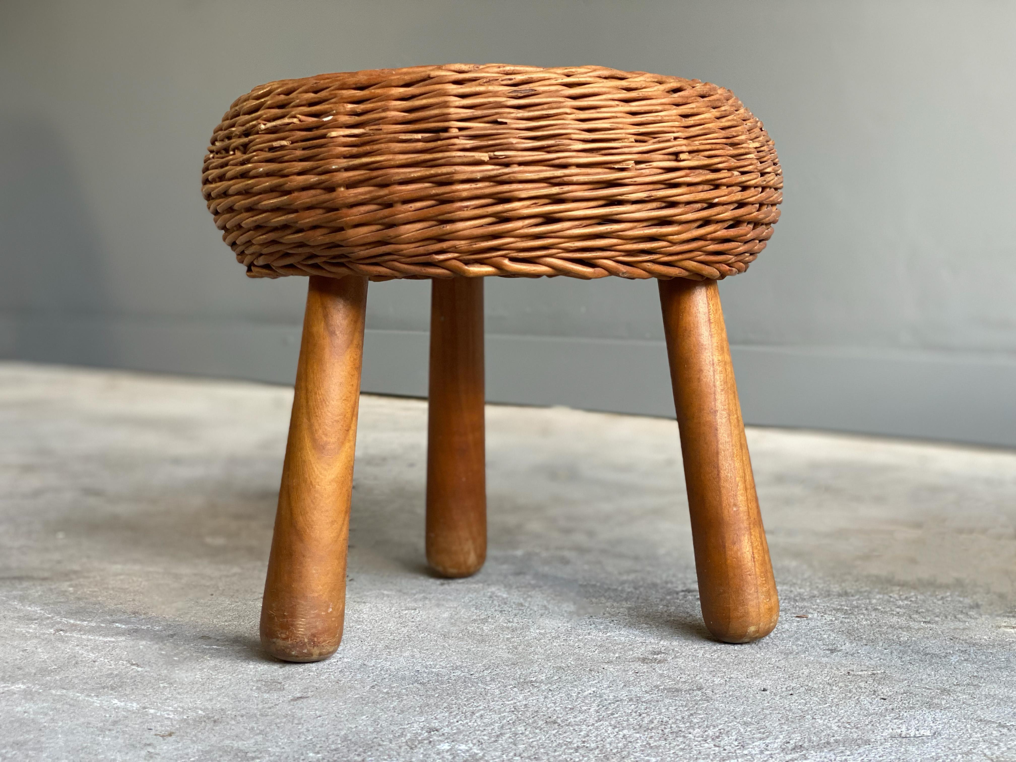 Pair of Woven Rattan Stools Attributed to Tony Paul 2