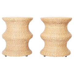 Pair of Woven Reed Mid Century Style Stands