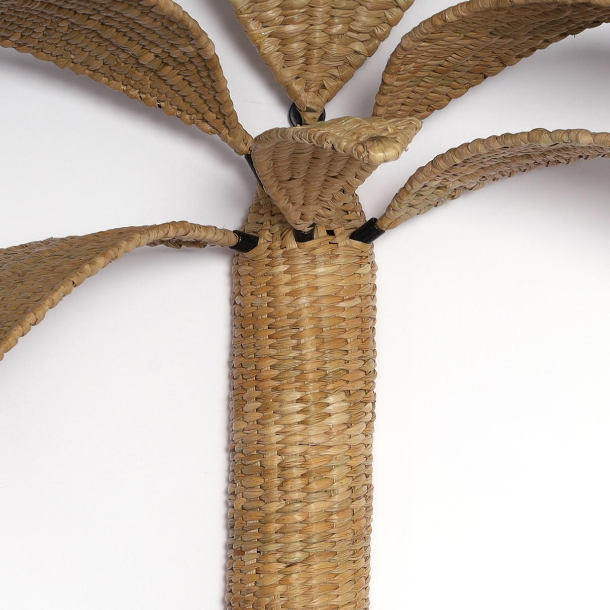 Contemporary Pair of Woven Reed Palm Tree Wall Sconces from the F S Flores Collection